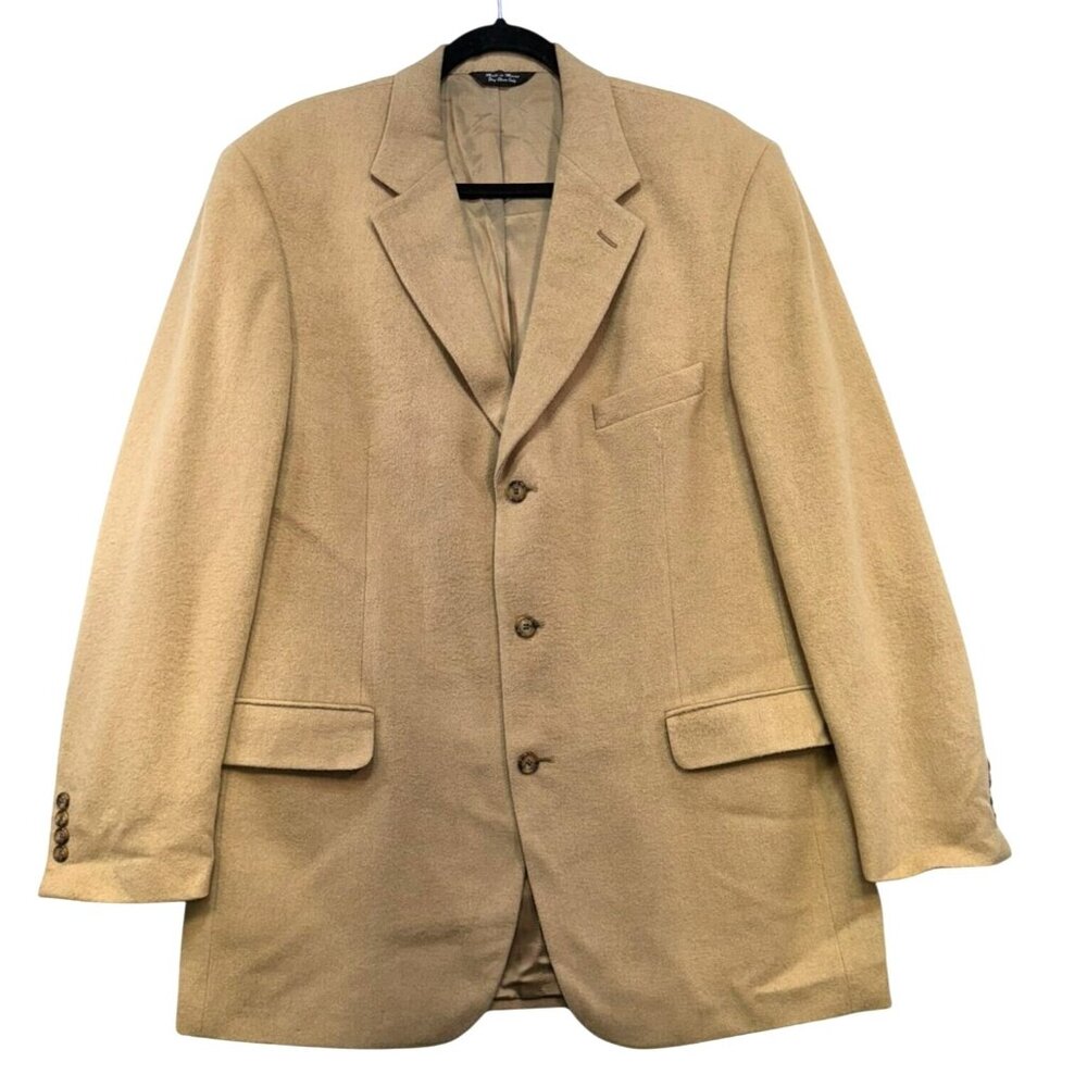 Lord & Taylor Grant Thomas Camel Hair Blazer Mens Size 44 Long Tan